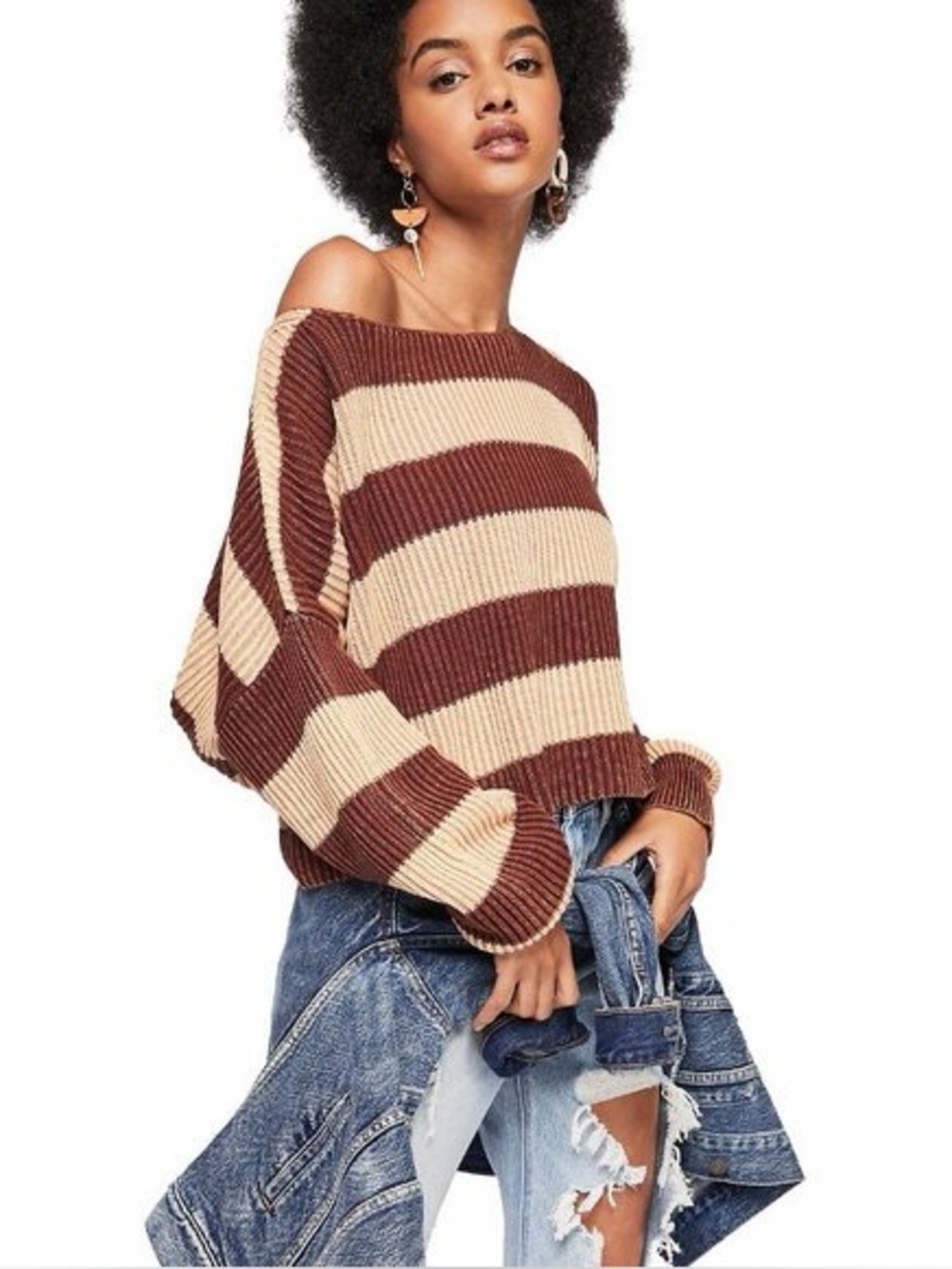 Free People Just My Stripe Sweater Size X-Small